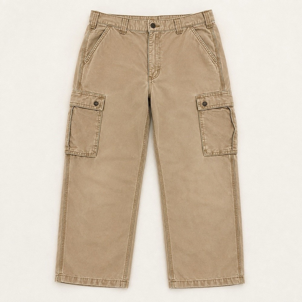 Carhartt Pants Mens 36x34 Fits 36x33‎ Khaki Relaxed Fit Cargo Utility Workwear